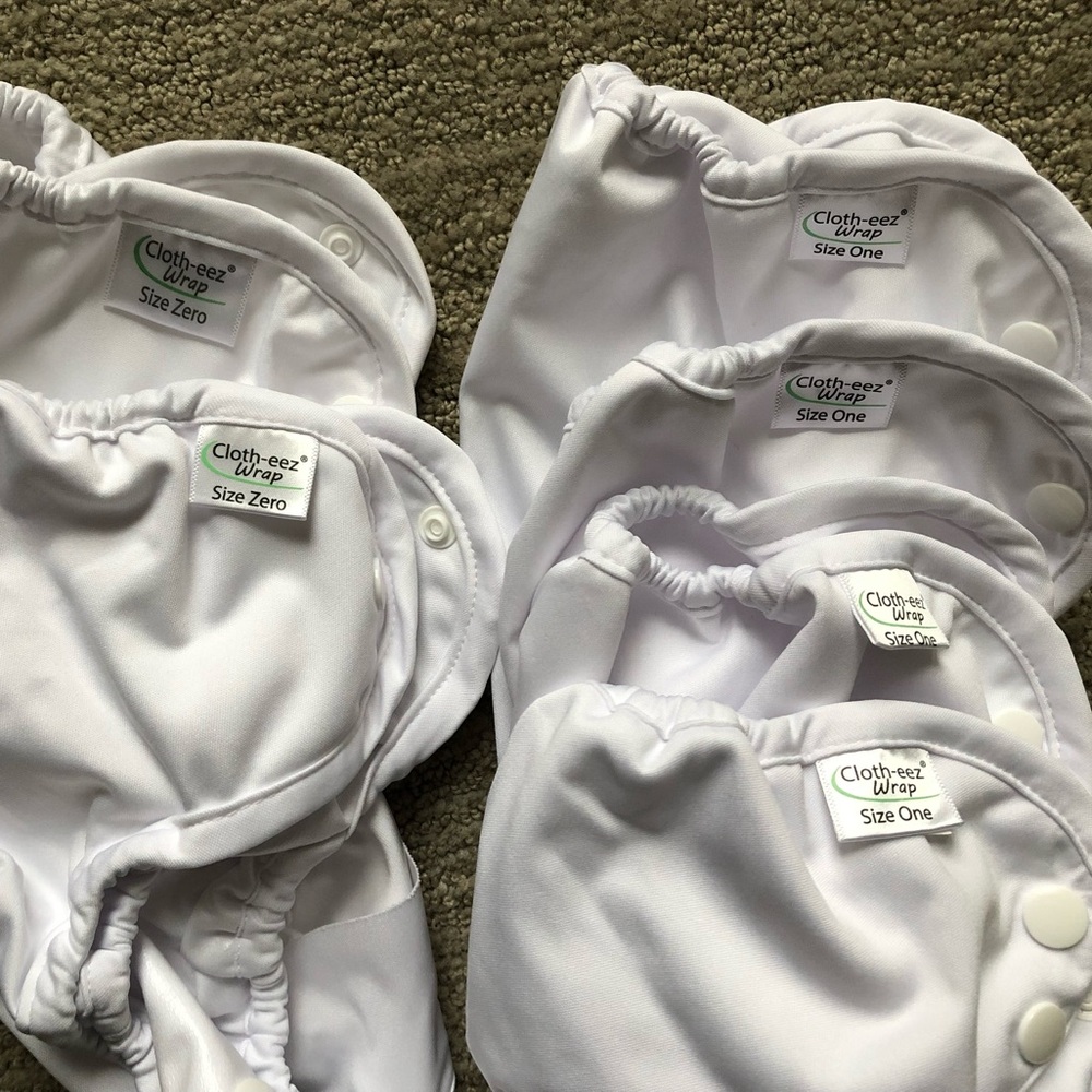 Cloth-eez Cloth Diaper Wrap, Size 0 and Size 1, white